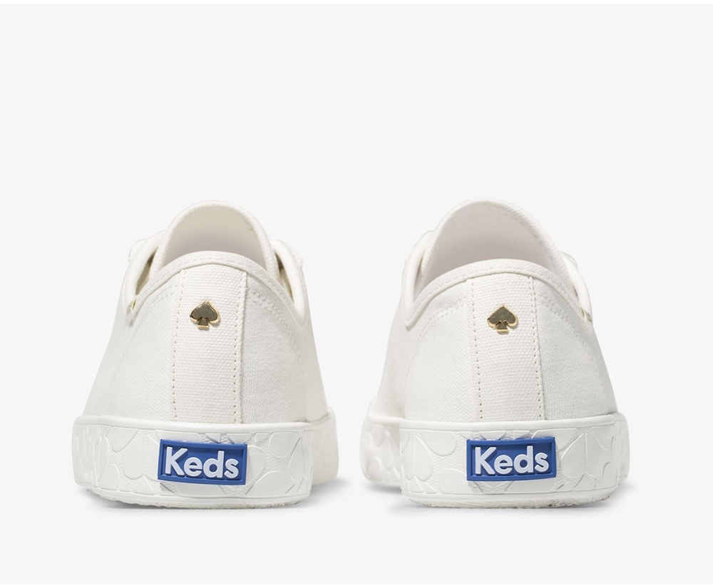 Womens Keds Sneakers - Kate Spade new york Kickstart Logo Foxing - White - 5340-GXLZO